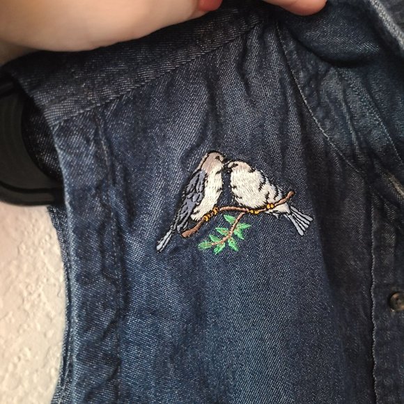 VTG Dockers Denim 100% Cotton Embroidered Vest Women's Size L - Picture 3 of 9